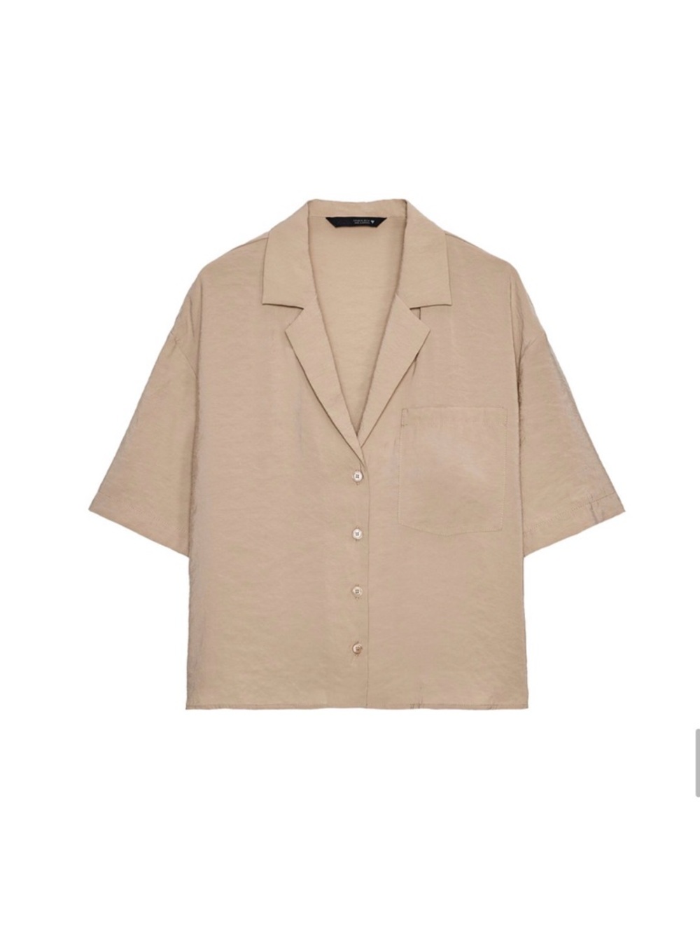 Zara Beige Modal Set Short-Sleeve Shirt and shorts